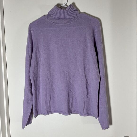 VINTAGE 1990s VALERIE STEVENS TWO PLY CASHMERE TURTLENECK SWEATER Purple Lilac - Picture 1 of 6